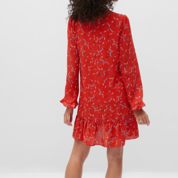 NWT BANANA REPUBLIC | Ruffle-Hem Swing Shift Dress Patterned | Sz. S - Picture 2 of 7